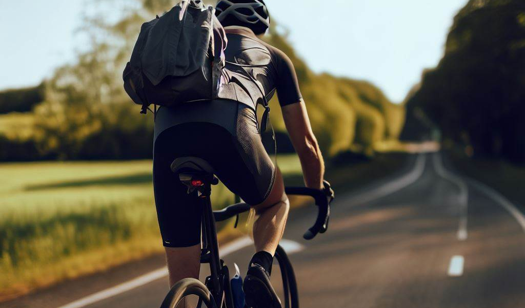 road cyclist with backpack